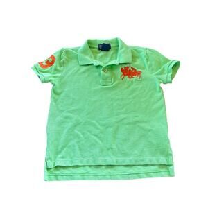 Polo Ralph Lauren Boys Polo Shirt Green Big Pony Collared Preppy